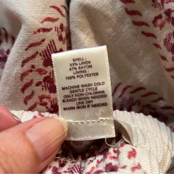 ANN TAYLOR LOFT Linen-Blend Mini Skirt in Cream & Pink Sz S - Picture 4 of 4